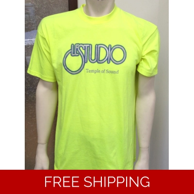 Le Studio Neon Yellow shirt Silver & Blue Front Logo